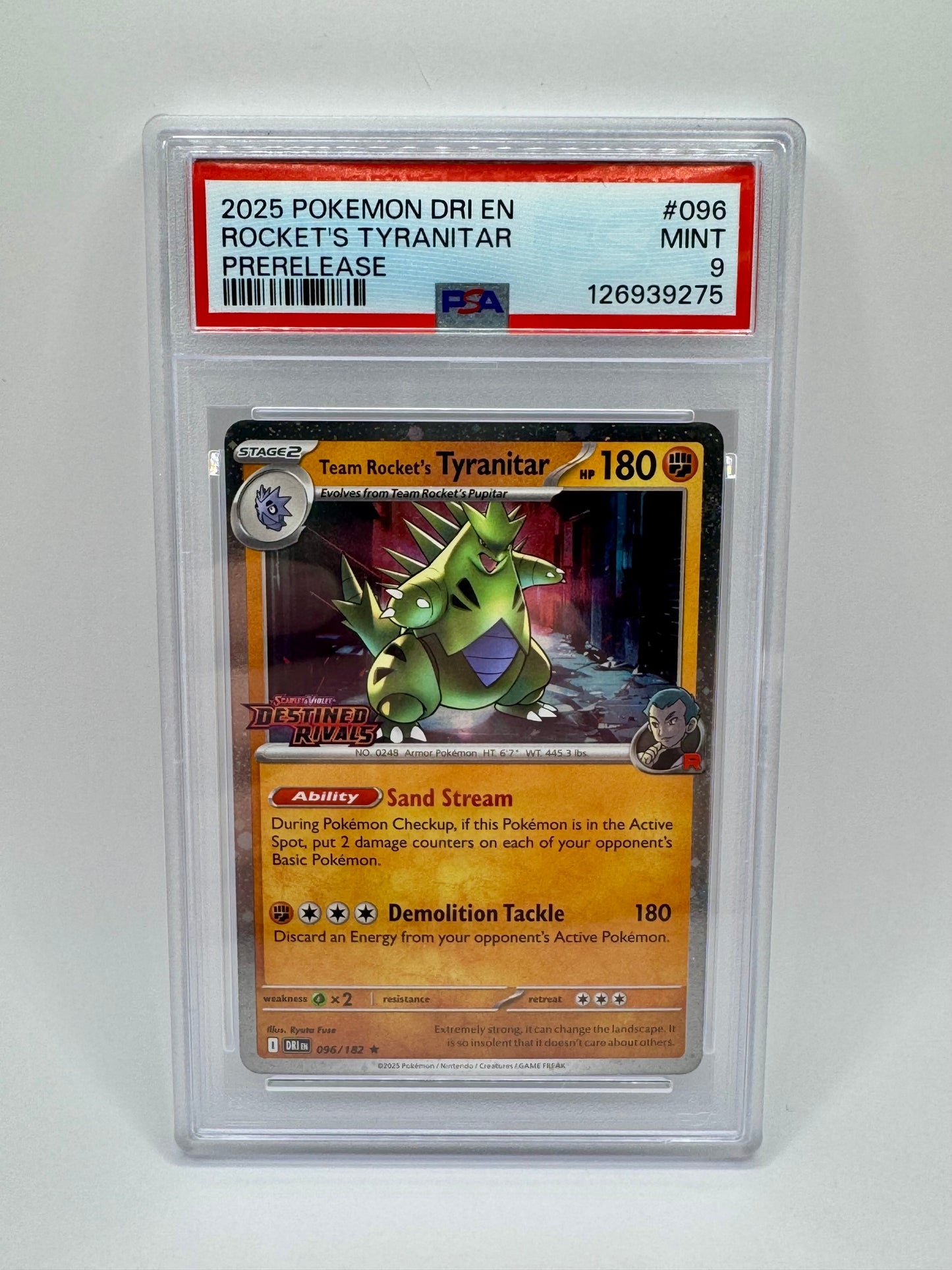 Team Rocket’s Tyranitar Prerelease 096/182 PSA 9