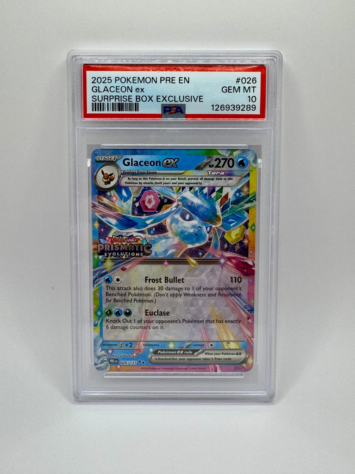 Glaceon EX Prismatic Evolutions Stamp 026/131 PSA 10