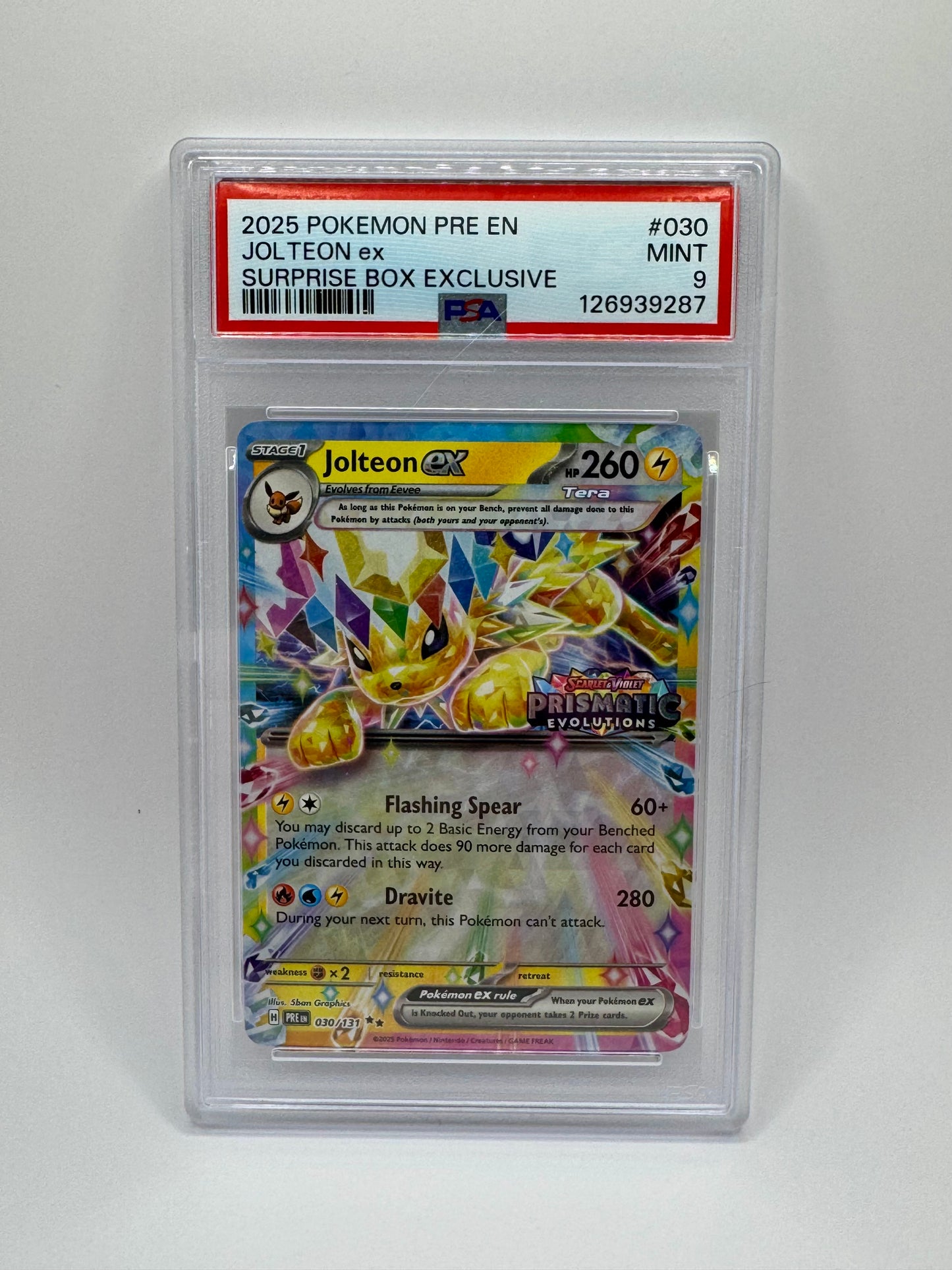 Jolteon EX Prismatic Evolutions Stamp 030/131 PSA 9