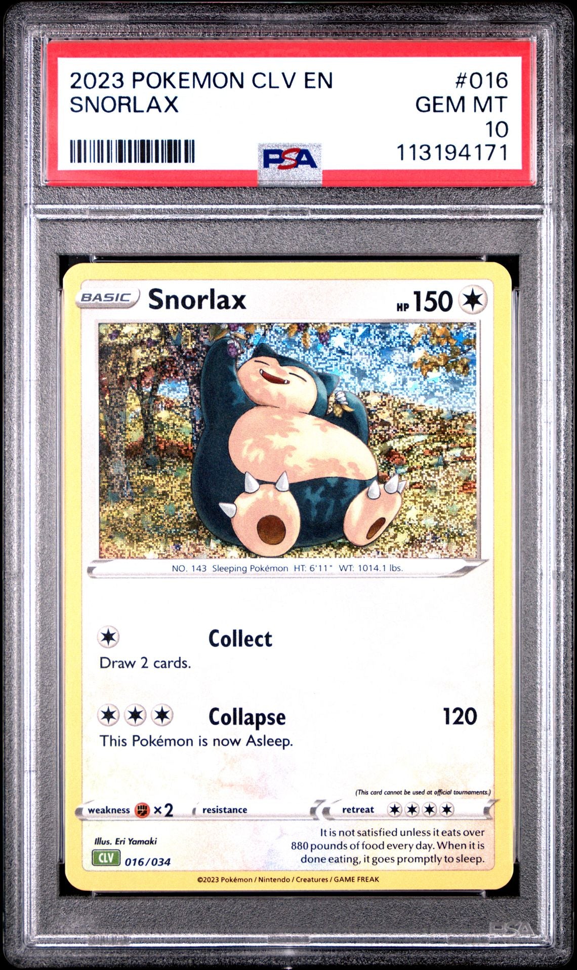 PSA 10 -2023 Snorlax Pokemon Classic Collection