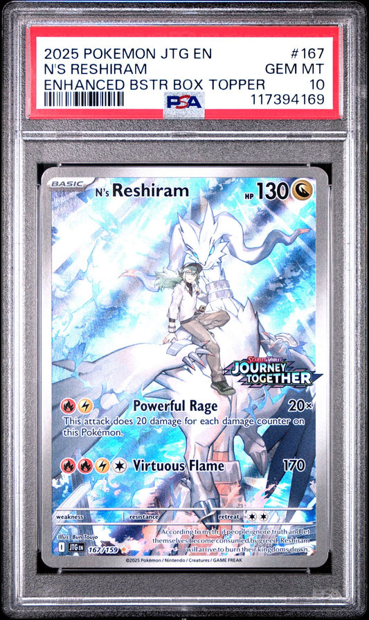 PSA 10 - 2025 N's Reshiram Enhanced Booster Box Topper Pokemon SVP EN-SV Black Star Promo
