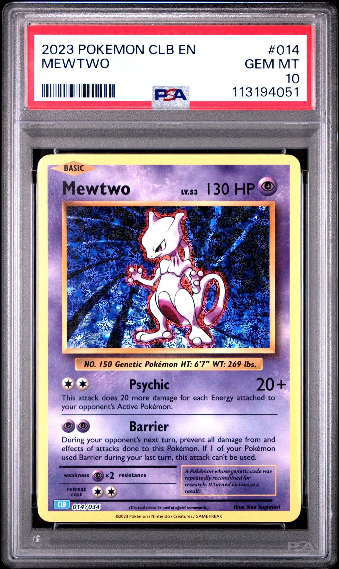 PSA 10 -2023 Mewtwo Pokemon Classic Collection